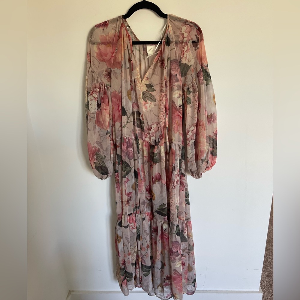 H&M Long Sleeve Floral Dress - Pink and Cream